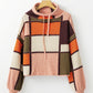 Color Block Waffle Drawstring Mock Neck Sweater