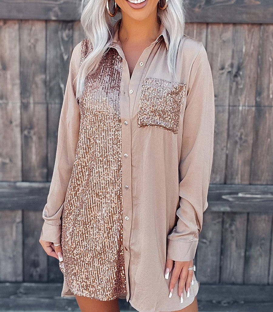 Sequined Shirt Dress