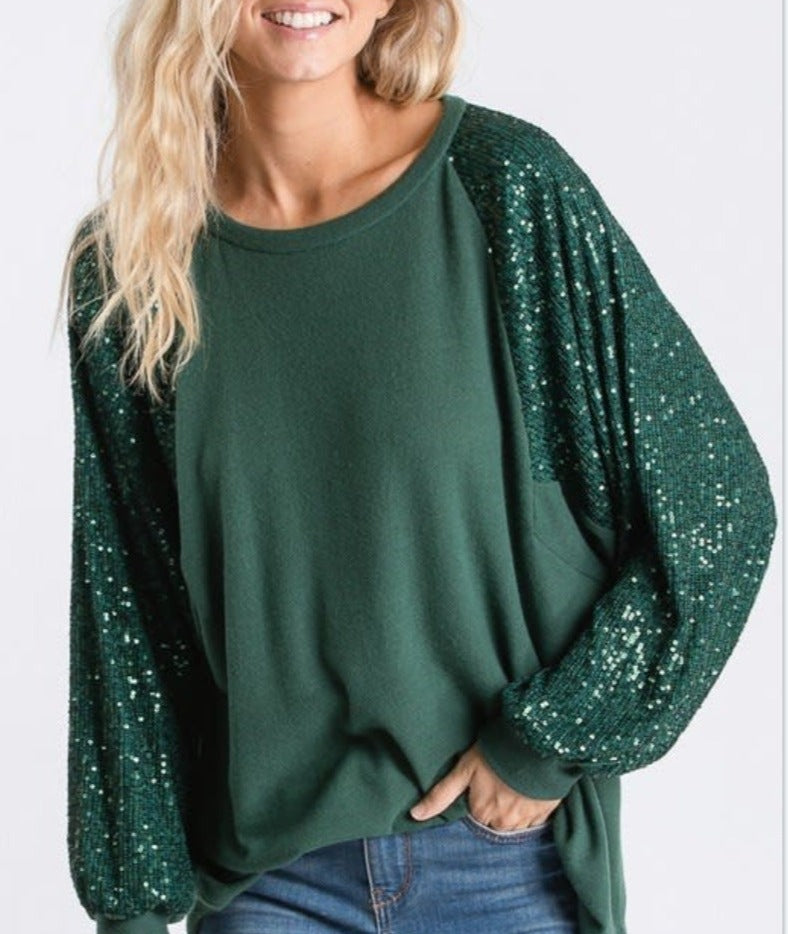 Loose Sequin Panel Top