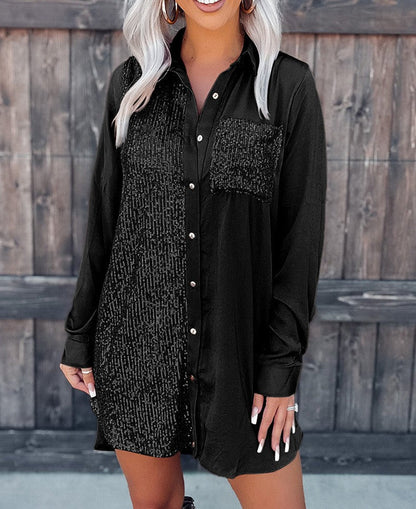 Sequined Shirt Dress