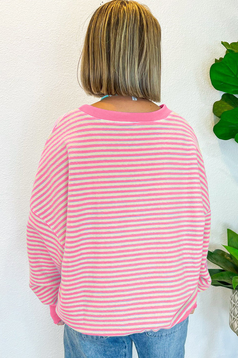 Cozy Striped Oversized Sweatshirt