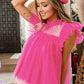 Tulle Ruffle Sleeve Flared Babydoll Blouse