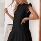 Flutter Sleeve Crew Neck Shift Dress