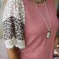 Leopard Print Lace Short Sleeve T-shirt