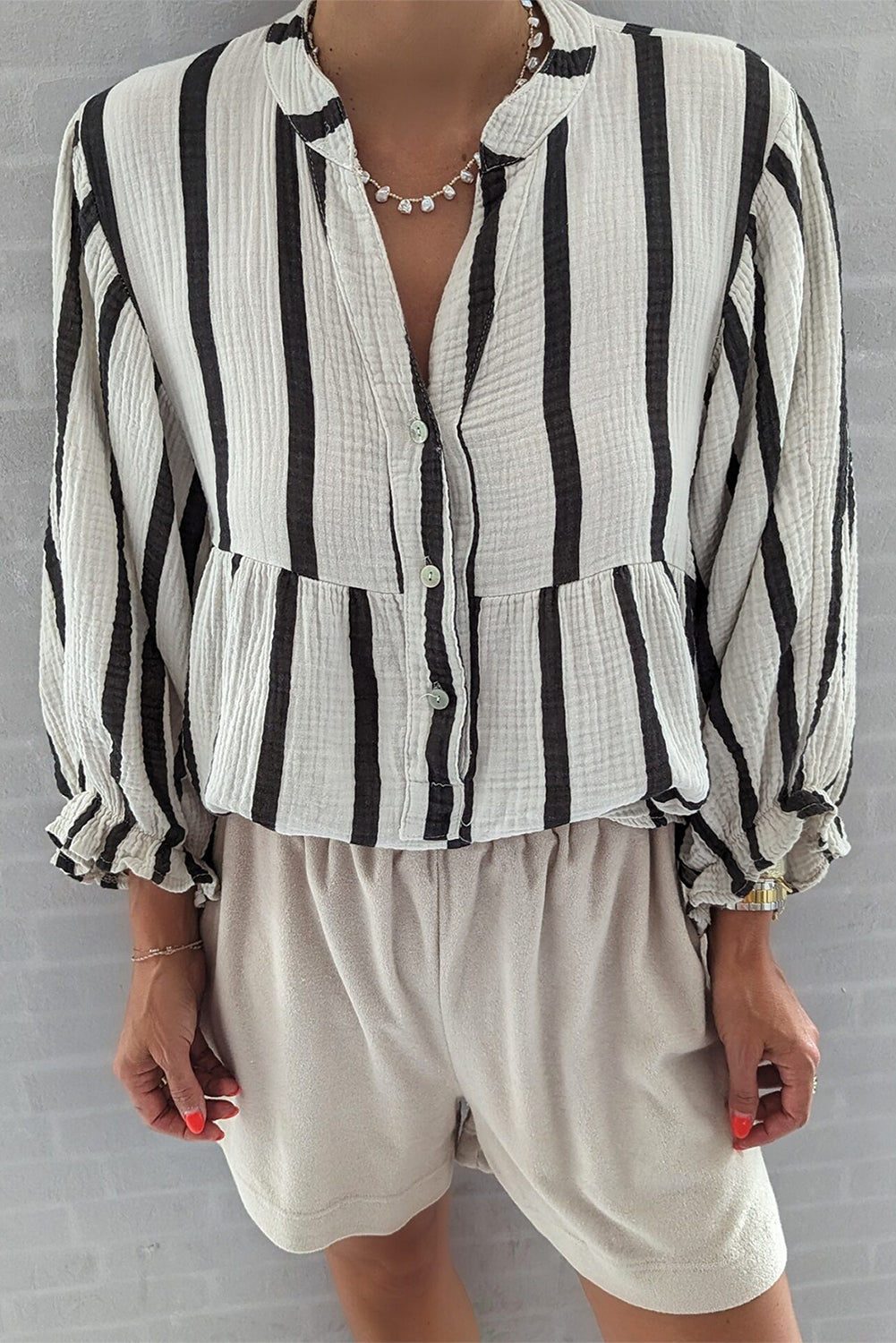 Stripe Button up Loose Shirt