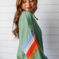 Rainbow Striped Sleeve Sweatshirt