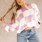 Checkered Bishop Sleeve Sweater