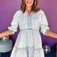 Wash Half Sleeve Flared Denim Dress