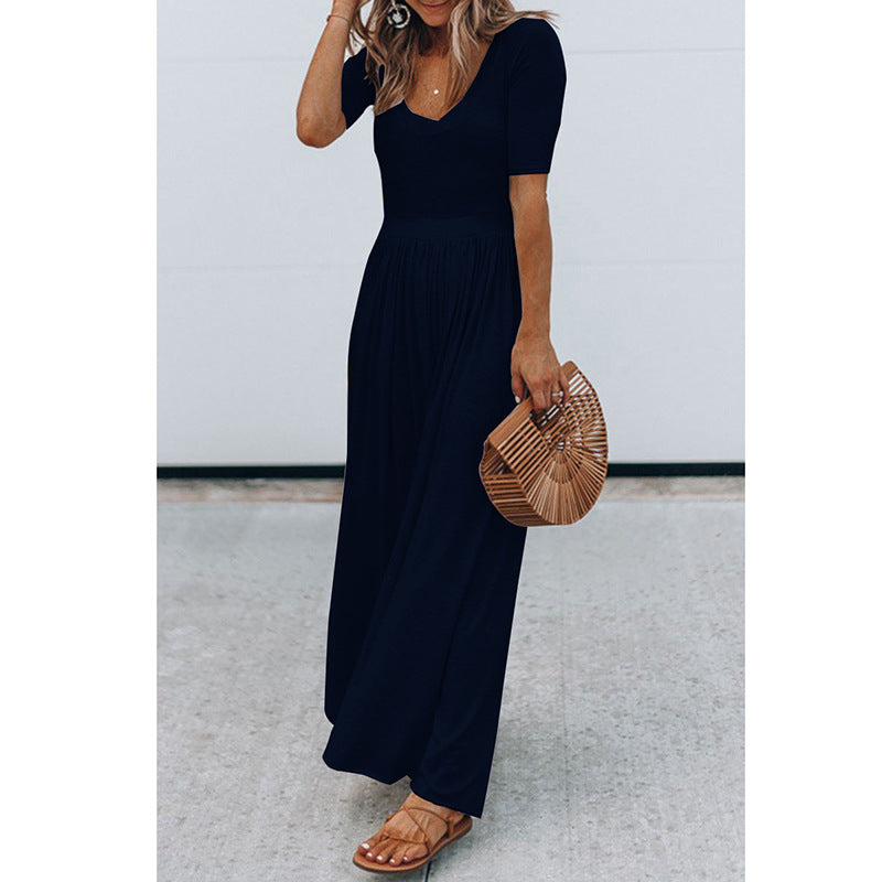 Scoop Neck Short Sleeve Jumpsuit