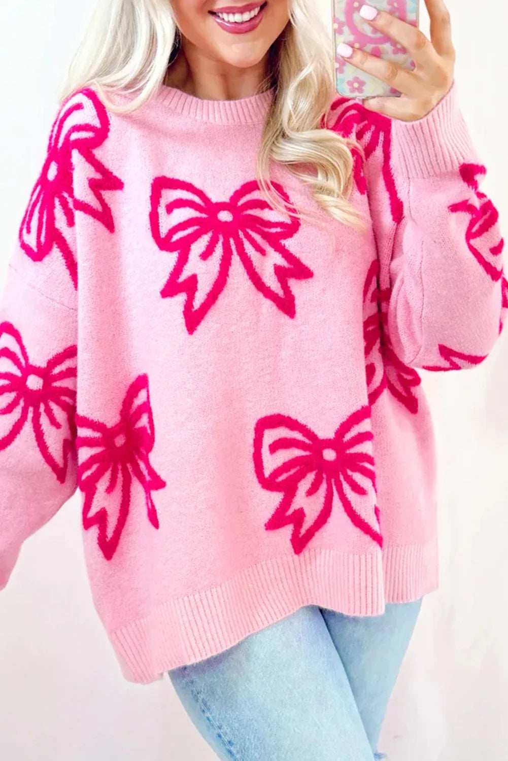 Bow Pattern Loose Sweater