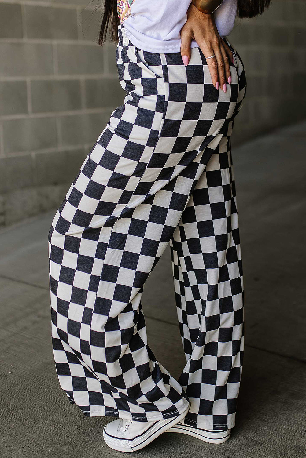 (Pre order/9.25)Checked High Waist Wide Leg Pants