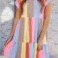 Multicolor Striped Color Block Tiered Mini Dress