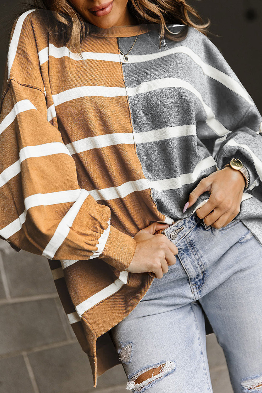 Oversized Contrast Dropped Shoulder Sweater