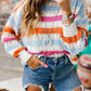 Striped Hollowed Knitted Loose Sweater