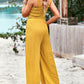 Solid Color Pocket Jumpsuit-Adjustable Shoulder Strap