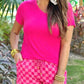 (Pink Pre order/7.21)Checkered Drawstring Elastic Waist Shorts