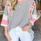 Pinstriped Color Block Patchwork Top