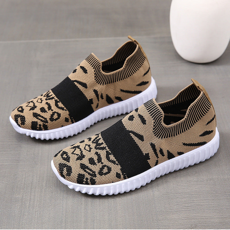 Comfortable Leopard-Print Knitted Shoes