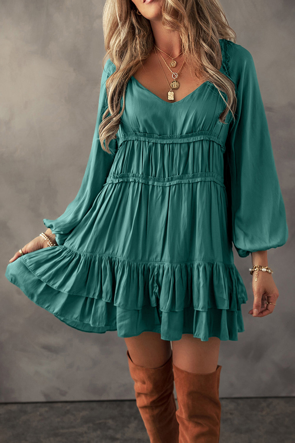 (Pre order/10.22)Ruffled Puff Sleeve Mini Dress