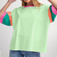 Color Block Stitching Sleeve Oversize Top