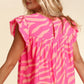 Stripe Printed Ruffle Trim Pocketed Dress