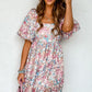 Floral Puff Sleeve Smock Ruffled Dress