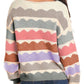 Wave Striped Balloon Sleeve Loose Sweater