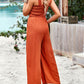 Solid Color Pocket Jumpsuit-Adjustable Shoulder Strap