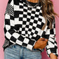 Checkered Drop Shoulder Sweater