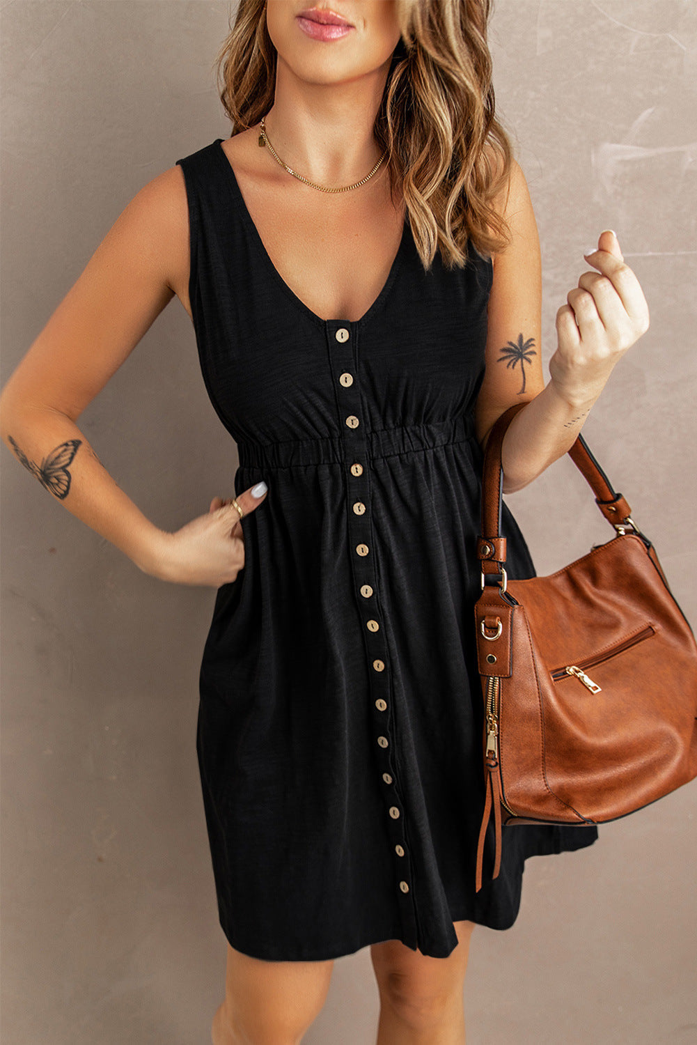 Waist Sleeveless Dress