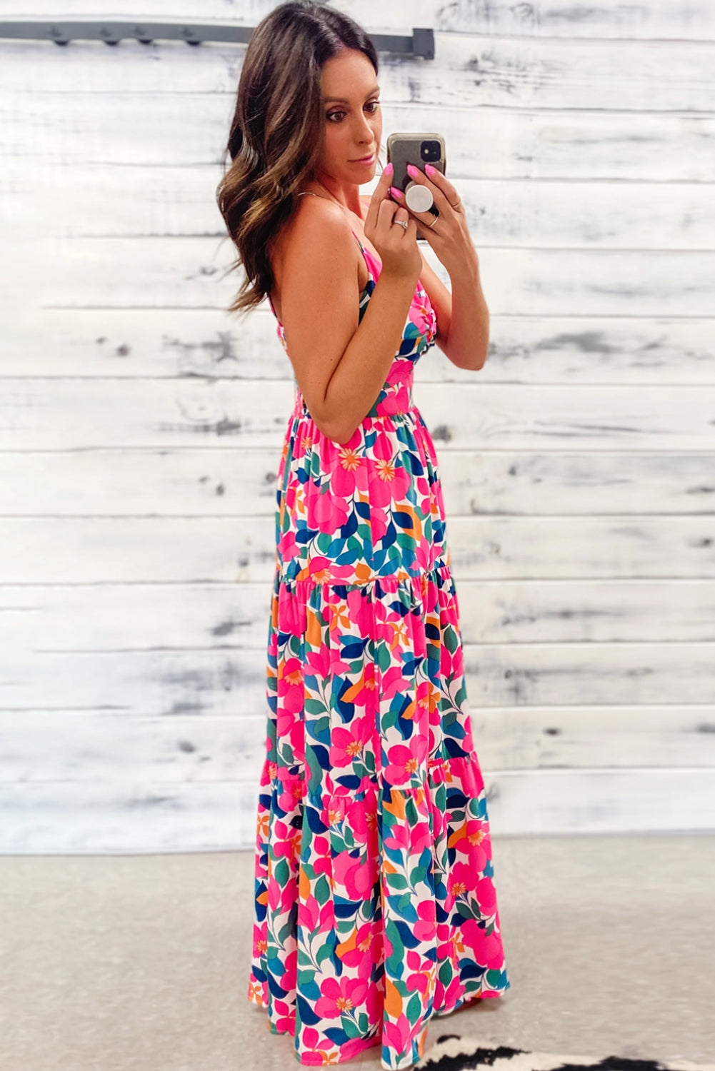 Twisted Smocked Back Tiered Maxi Dress