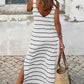 Stripe Print Open Back Sleeveless Dress