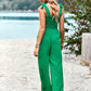 Solid Color Pocket Jumpsuit-Adjustable Shoulder Strap