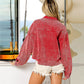 Sequined Santa Christmas Wash Corduroy Jacket