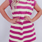 Stripe Cap Sleeve Pocketed T-shirt Dress