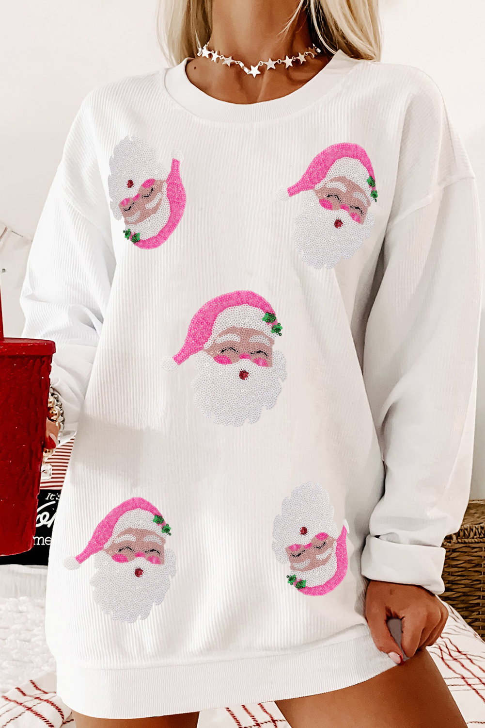 Christmas Sequin Santa Claus Sweatshirt