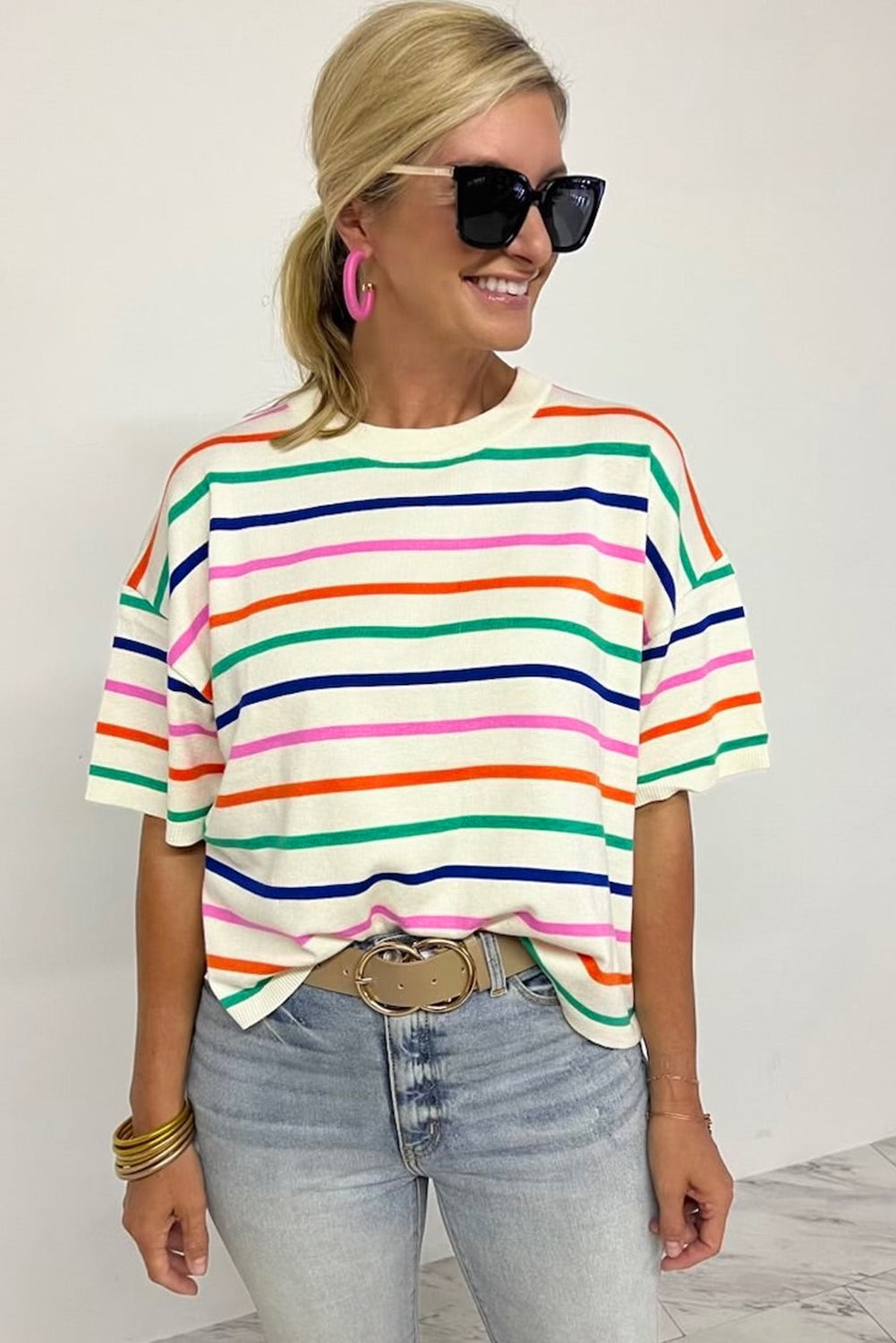 Stripe Dropped Boxy Fit Knitted Top