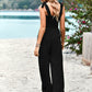 Solid Color Pocket Jumpsuit-Adjustable Shoulder Strap