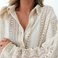 Lace Crochet Collared Tunic Oversized Shirt