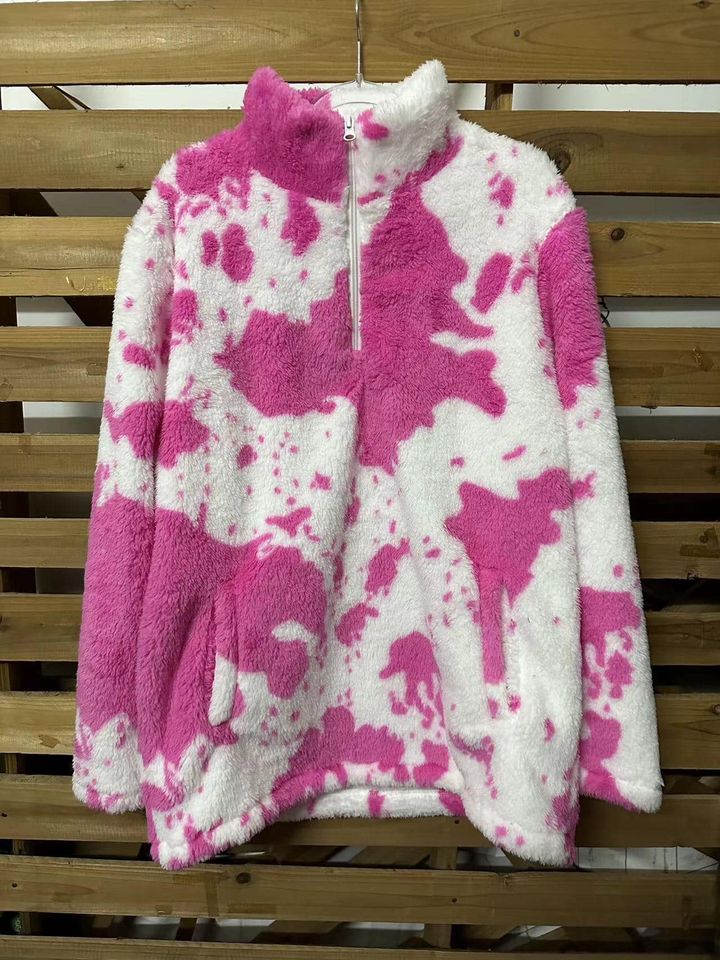 Plush Cow Zip Sweatshirt