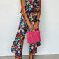 Mix Tropical Strapless Ruffled Jumpsuit