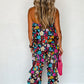 Mix Tropical Strapless Ruffled Jumpsuit