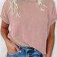 Textured Knit Exposed Stitching T-shirt