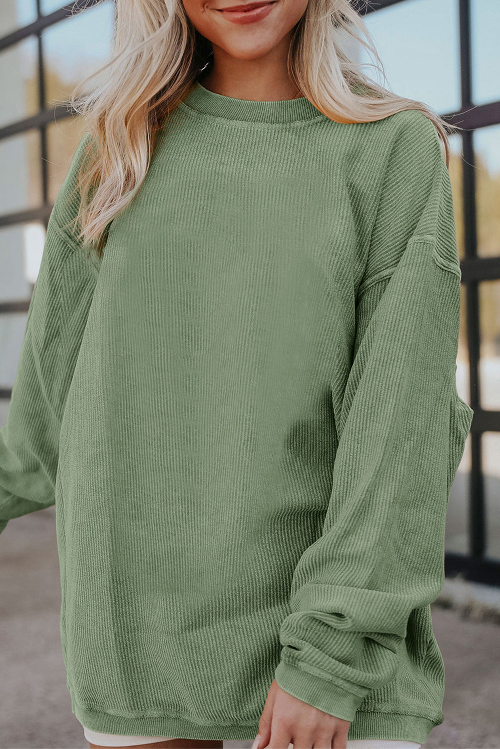 Ribbed Corded Oversized Sweatshirt