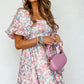 Floral Puff Sleeve Smock Ruffled Dress