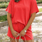 Ribbed Textured Knit Loose Fit Tee and Shorts Set