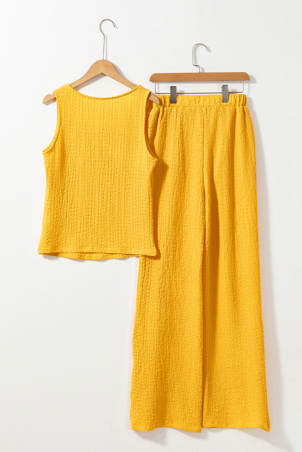 Textured Tank Top and Wide Leg Pants Set