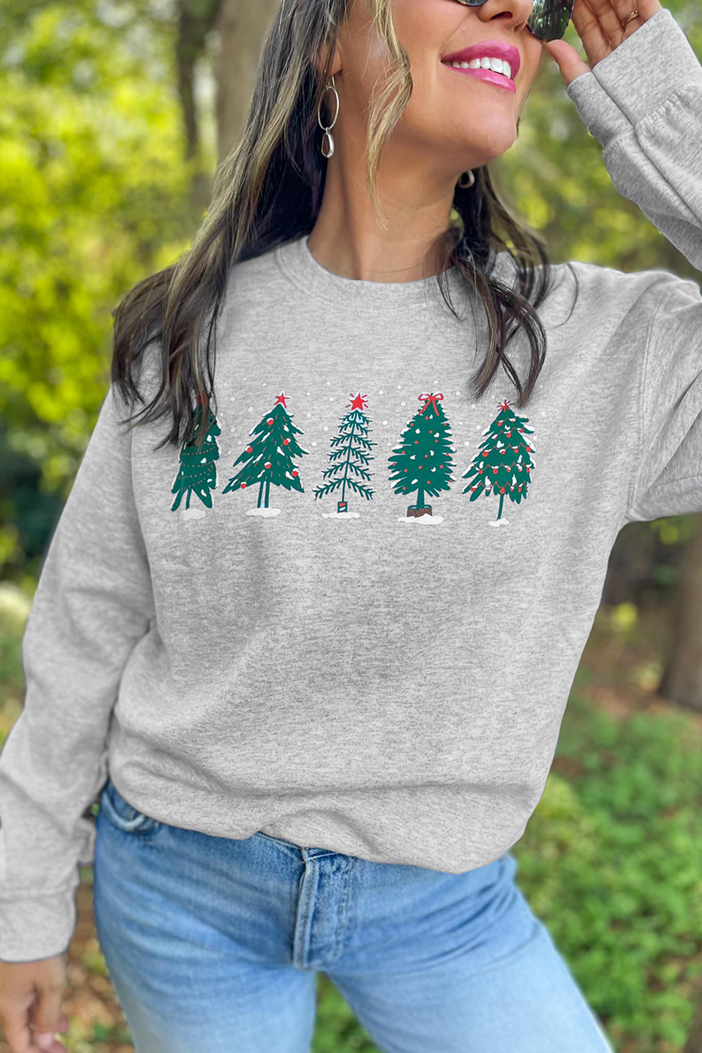 Christmas Tree & Letter Graphic Sweatshirt