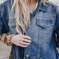 Raw Edge Ruffled Short Sleeve Denim Jacket