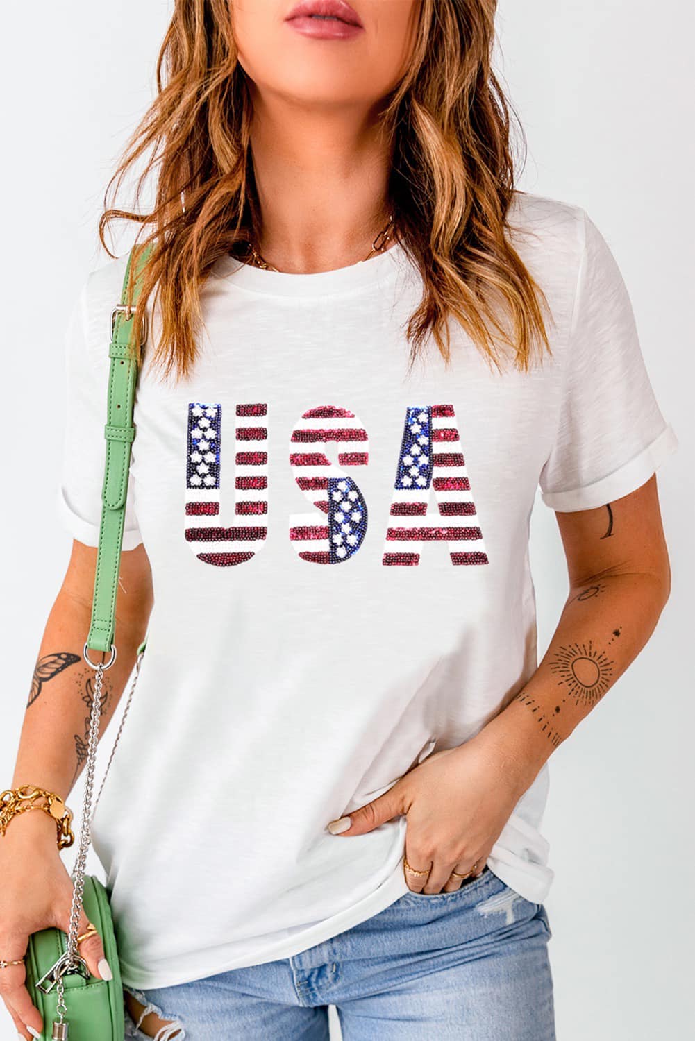 Flag Day Sequin&Graphic Tee